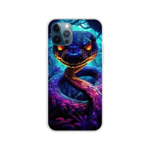 Psychedelic Snake Ultraviolet Colors Phone Case - Flexi case, Apple - iPhone 12 Pro