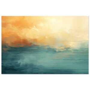 Abstract Lake Yellow Teal Metal Print - 20x30 cm / 8x12″