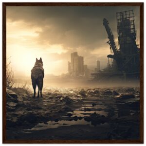 Lone Wolf Post-Apocalyptic World Framed Print
