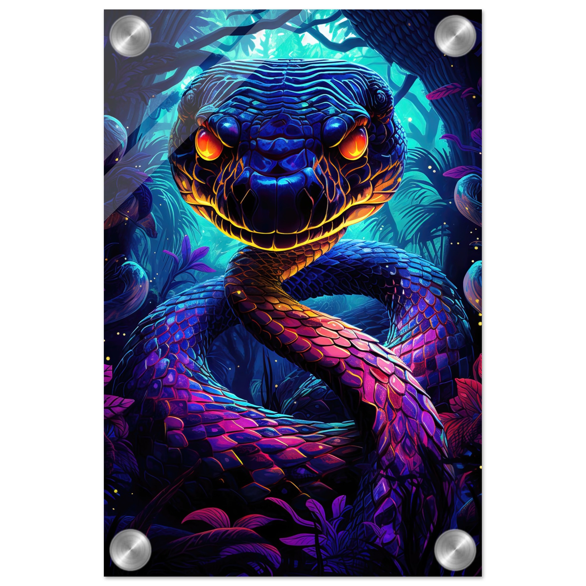 Psychedelic Snake Ultraviolet Colors Acrylic Print – 20×30 cm / 8×12″