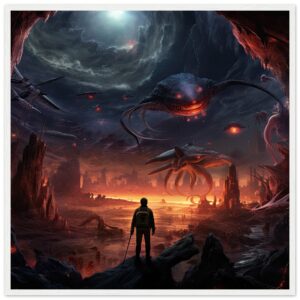 There Be Monsters Sci-fi Framed Print