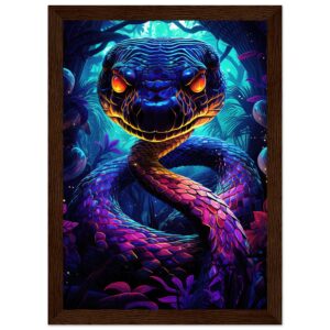 Psychedelic Snake Ultraviolet Colors Framed Print