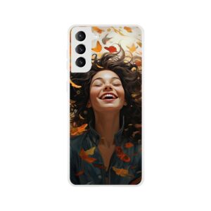 Pure Happiness Joyful Girl Phone Case - Flexi case, Samsung - Galaxy S21 Plus