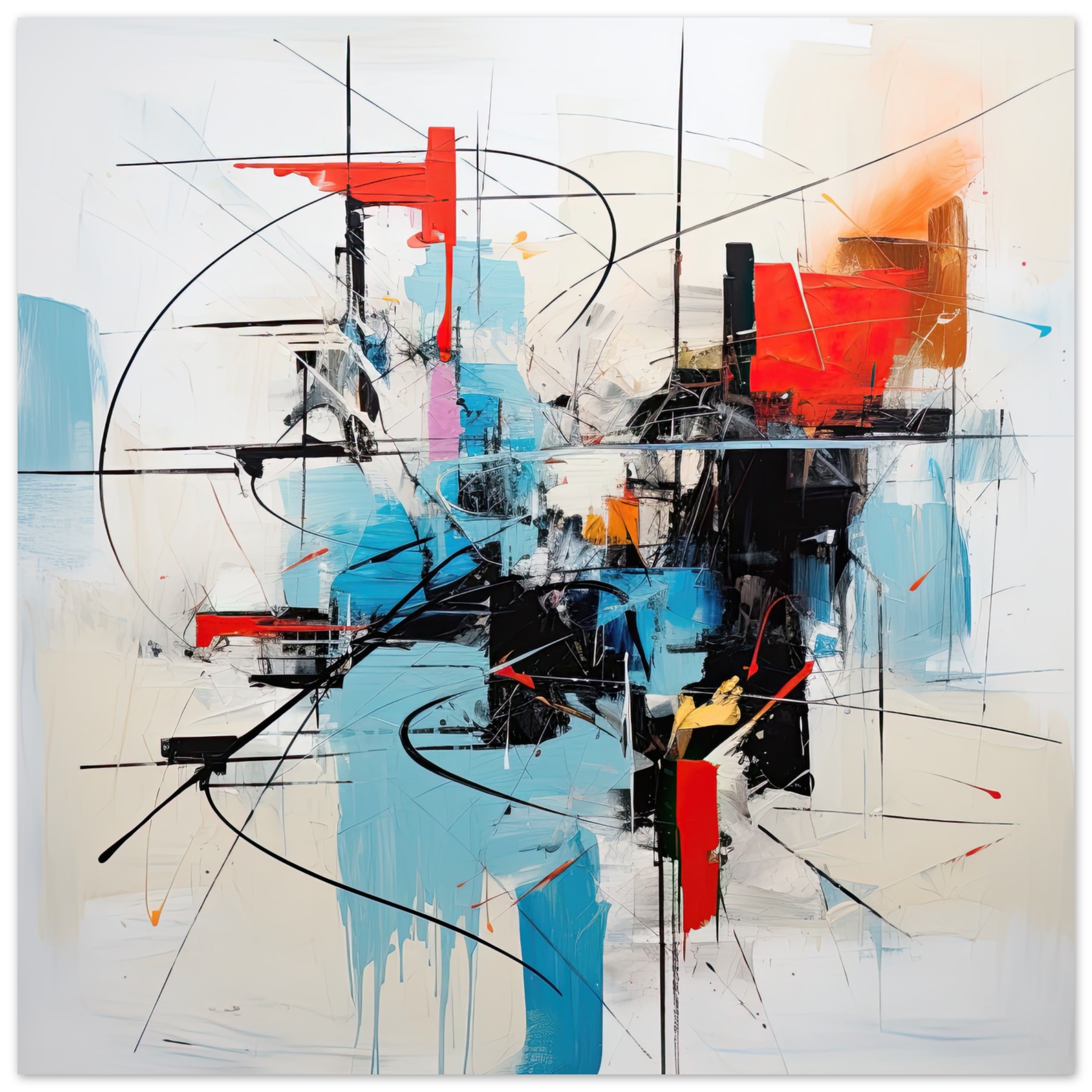 Abstract White Painted Metal Print - 30x30 cm / 12x12″