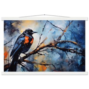 Bird Watercolor Painting Abstract Hanging Print - 40x60 cm / 16x24″, White wall hanger