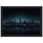 City Skyline Night Constellations Framed Print