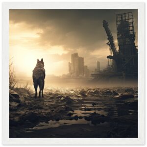 Lone Wolf Post-Apocalyptic World Framed Print