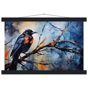 Bird Watercolor Painting Abstract Hanging Print - 30x45 cm / 12x18″, Black wall hanger