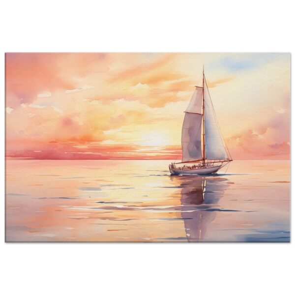Beautiful Watercolor Sunset Sailboat Canvas Print