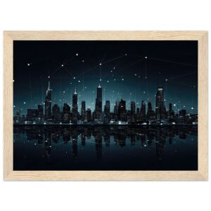 City Skyline Night Constellations Framed Print
