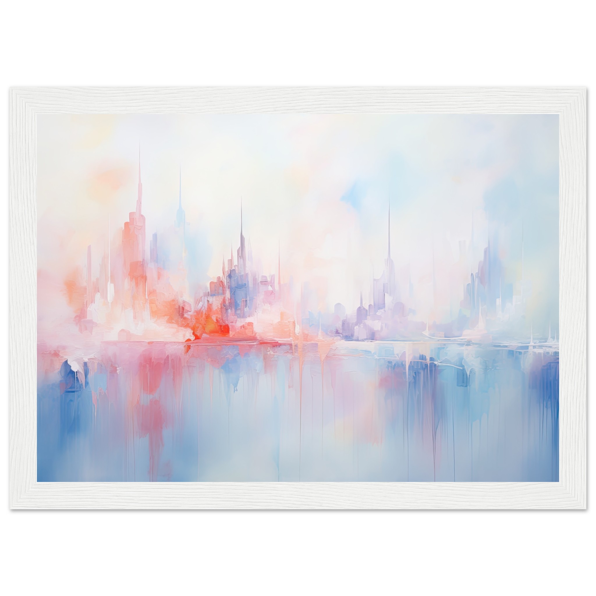 Pastel Abstract City Skyline Framed Print