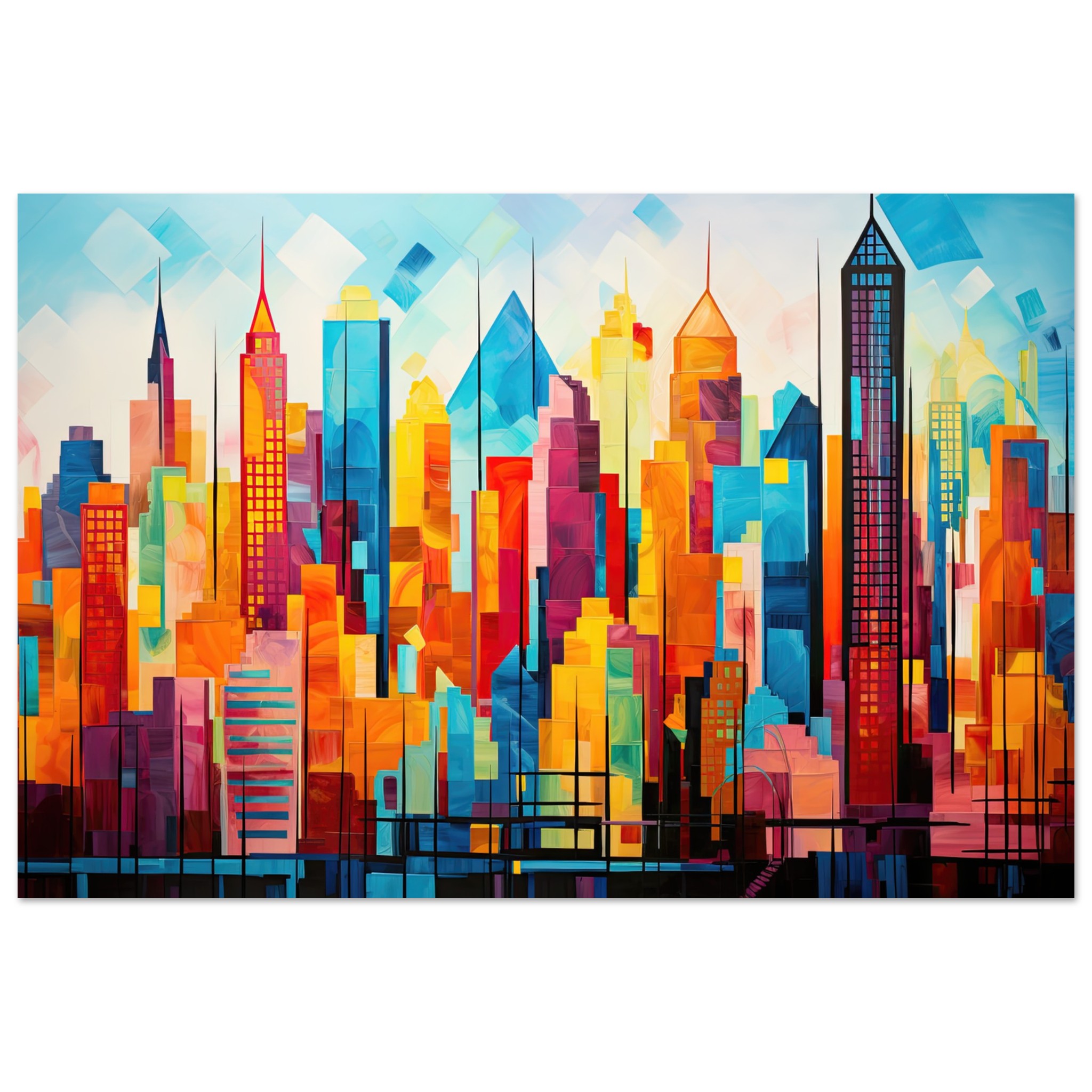 Colorful Abstract Cityscape Painted – Poster – 60×90 cm / 24×36″