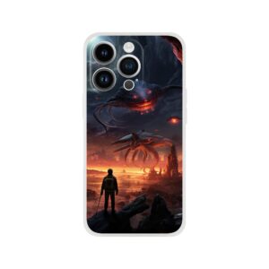 There Be Monsters Sci-fi Phone Case - Flexi case, Apple - iPhone 14 Pro