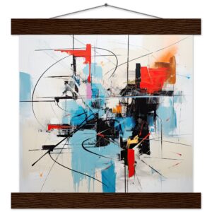 Abstract White Painted Hanging Print - 25x25 cm / 10x10″, Dark wood wall hanger