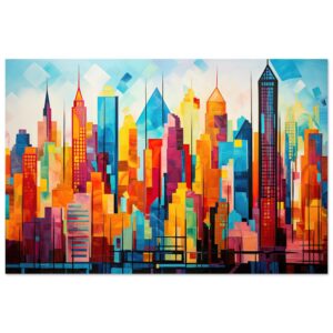 Colorful Abstract Cityscape Painted - Metal Print - 20x30 cm / 8x12″