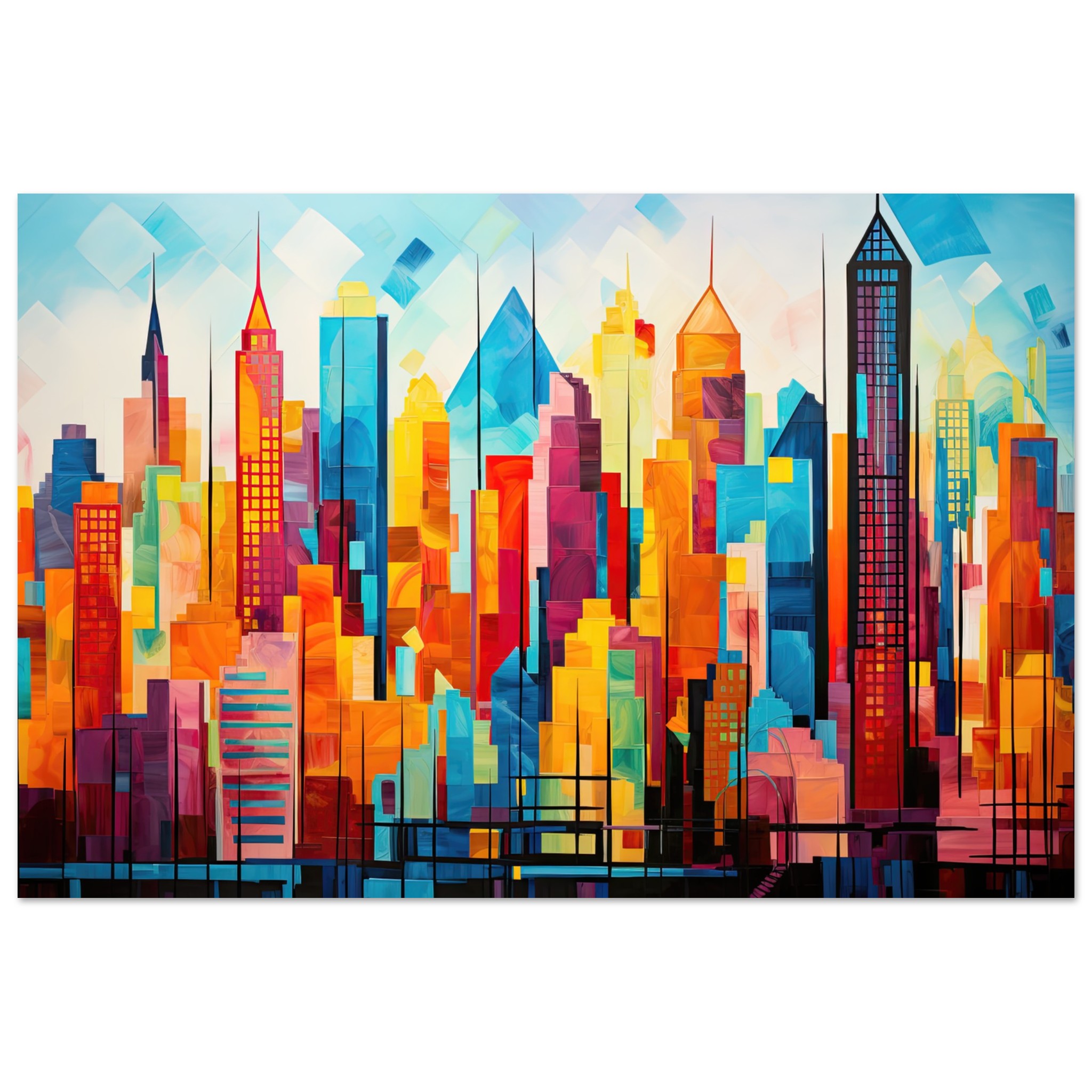 Colorful Abstract Cityscape Painted – Metal Print – 20×30 cm / 8×12″