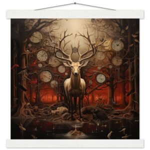 Forest Spirit God of Time Hanging Print - 35x35 cm / 14x14″, White wall hanger