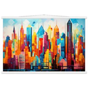 Colorful Abstract Cityscape Painted - Hanging Print - 60x90 cm / 24x36″, White wall hanger