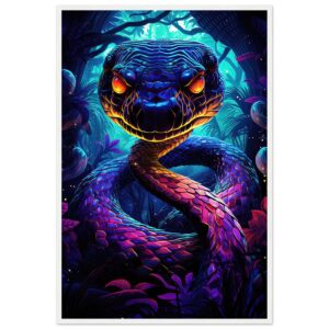 Psychedelic Snake Ultraviolet Colors Framed Print