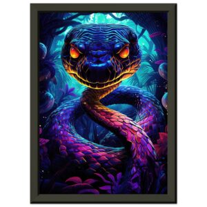 Psychedelic Snake Ultraviolet Colors Framed Print