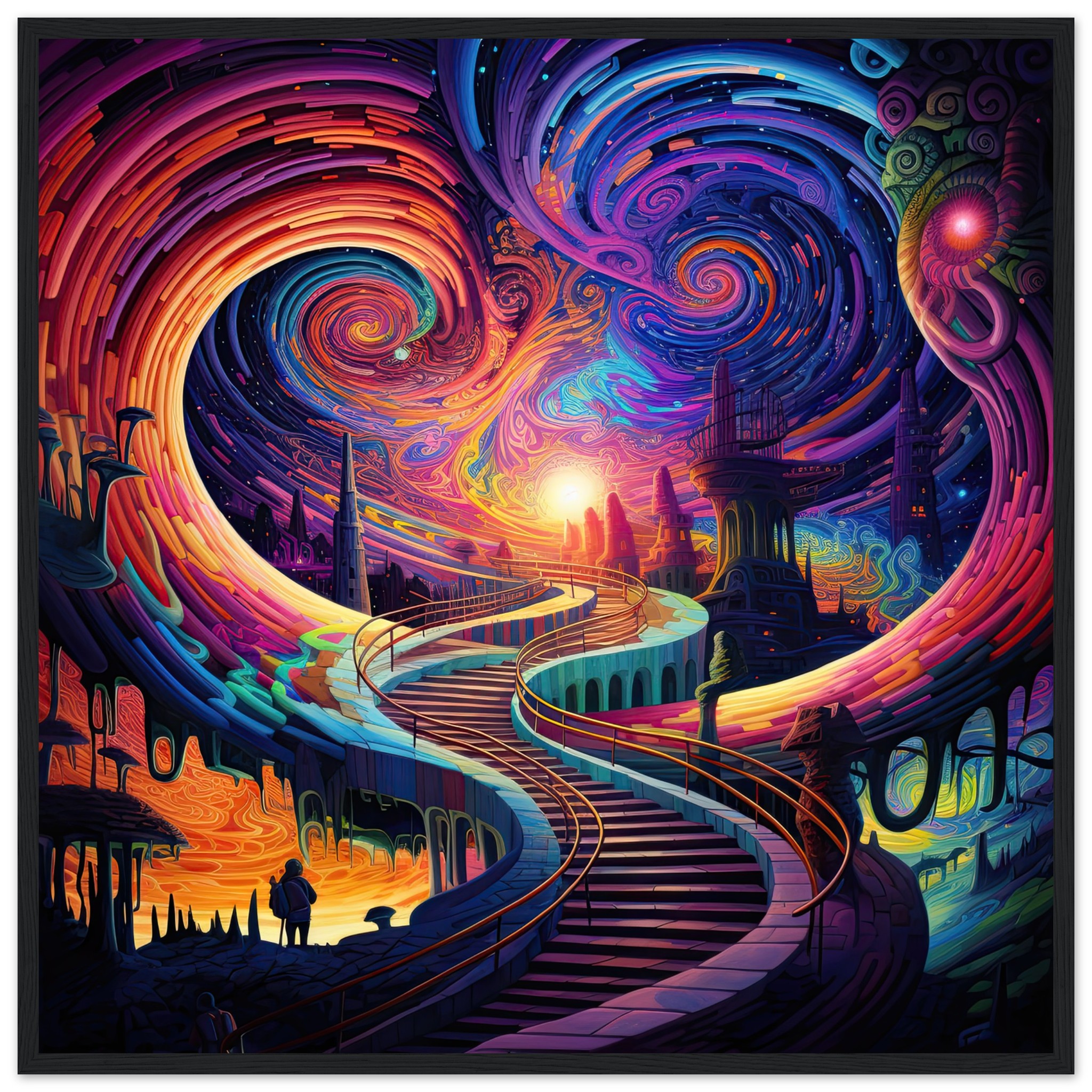 Trippy Colorful Adventure Framed Print