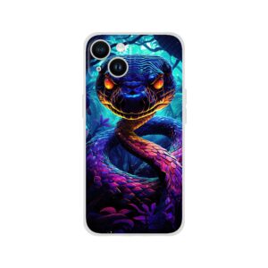 Psychedelic Snake Ultraviolet Colors Phone Case - Flexi case, Apple - iPhone 14
