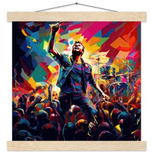Concert in Color - Pop Art Print with Hanger - 30x30 cm / 12x12″, Natural wood wall hanger