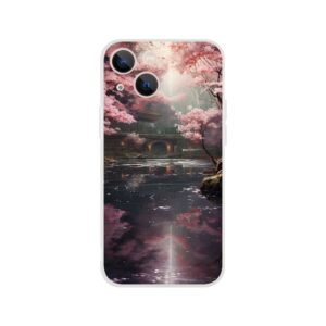 Secret Cherry Blossom Temple Phone Case - Flexi case, Apple - iPhone 13 Mini