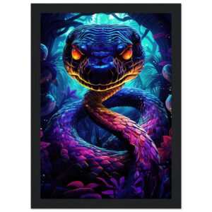 Psychedelic Snake Ultraviolet Colors Framed Print