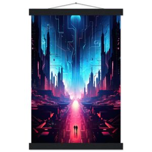 Digital Paradise Abstract Futuristic Hanging Print - 30x45 cm / 12x18″, Black wall hanger