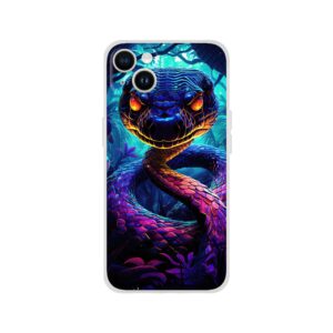 Psychedelic Snake Ultraviolet Colors Phone Case - Flexi case, Apple - iPhone 14 Plus