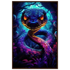 Psychedelic Snake Ultraviolet Colors Framed Print