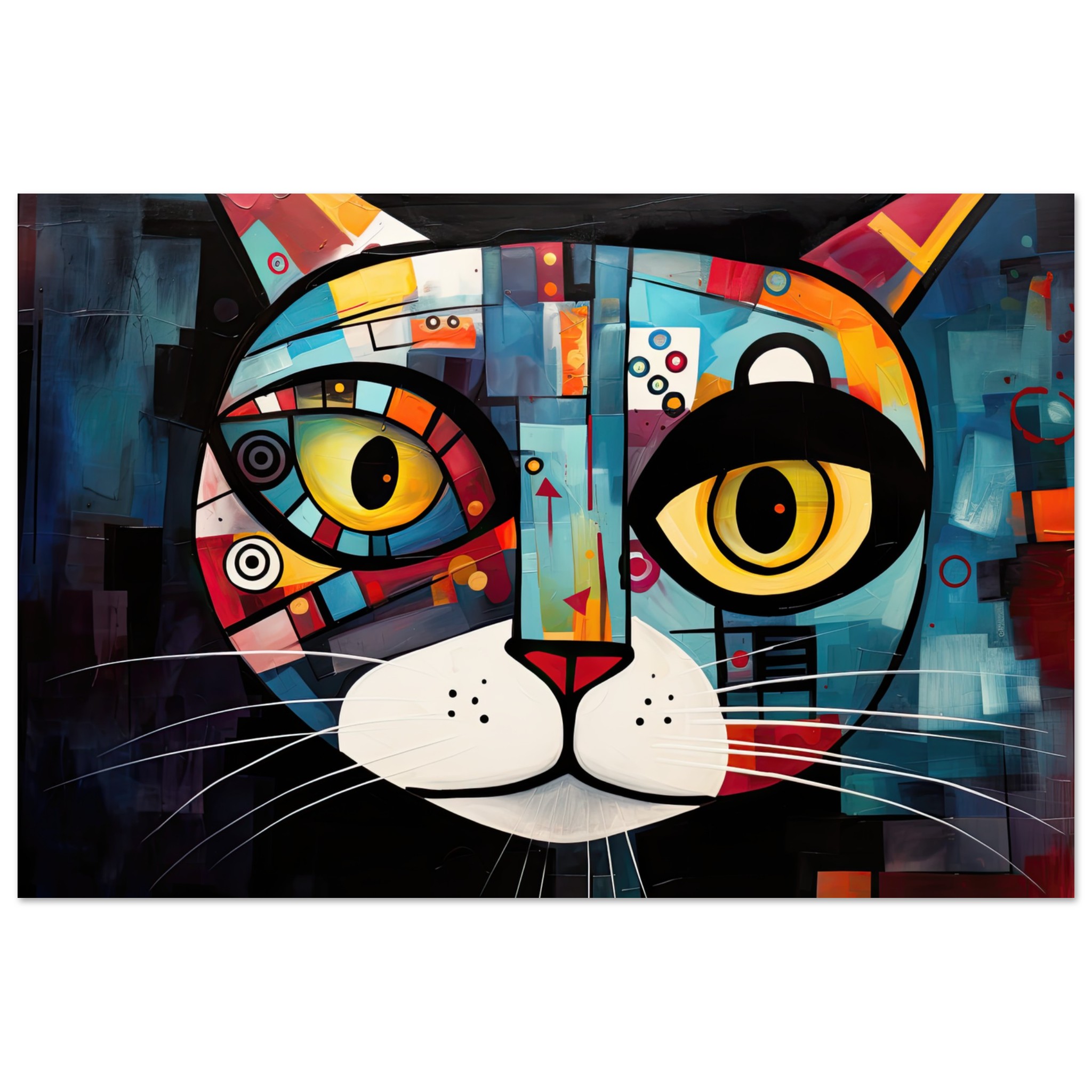 Abstract Painted Cat Face Poster – 30×45 cm / 12×18″