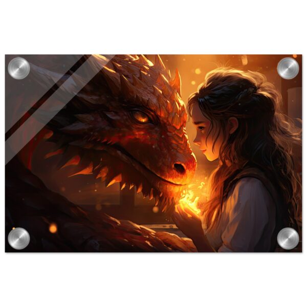Magical Friendship - Girl and Dragon - Acrylic Print - 20x30 cm / 8x12″