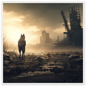 Lone Wolf Post-Apocalyptic World Framed Print