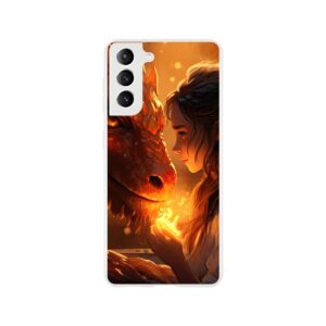 Magical Friendship – Girl and Dragon – Phone Case - Flexi case, Samsung - Galaxy S21