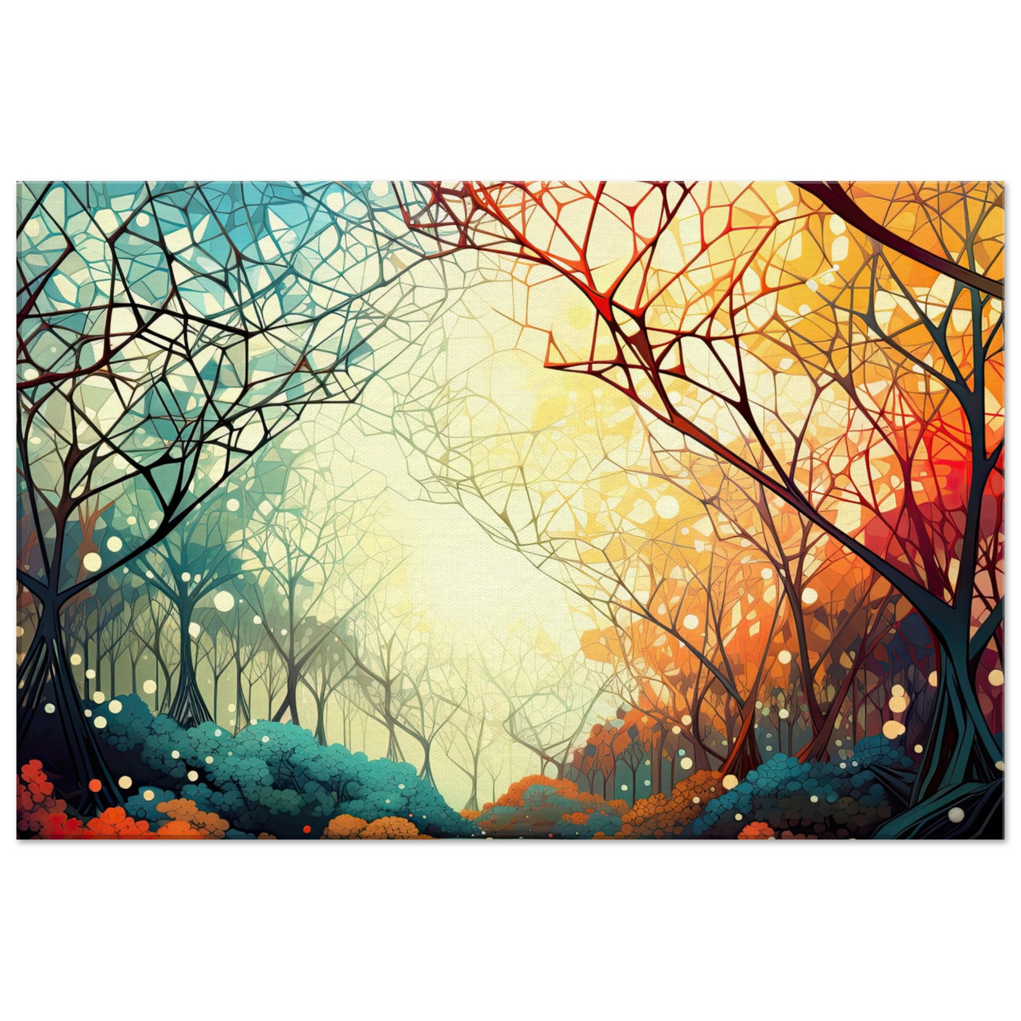 Forest Colorful Abstract Landscape Canvas Print – 50×75 cm / 20×30″, Thick