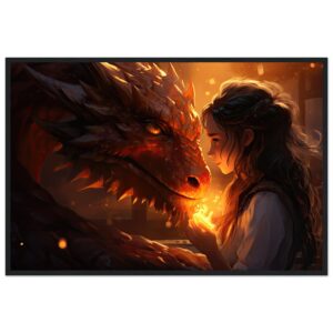 Magical Friendship – Girl and Dragon – Framed Print