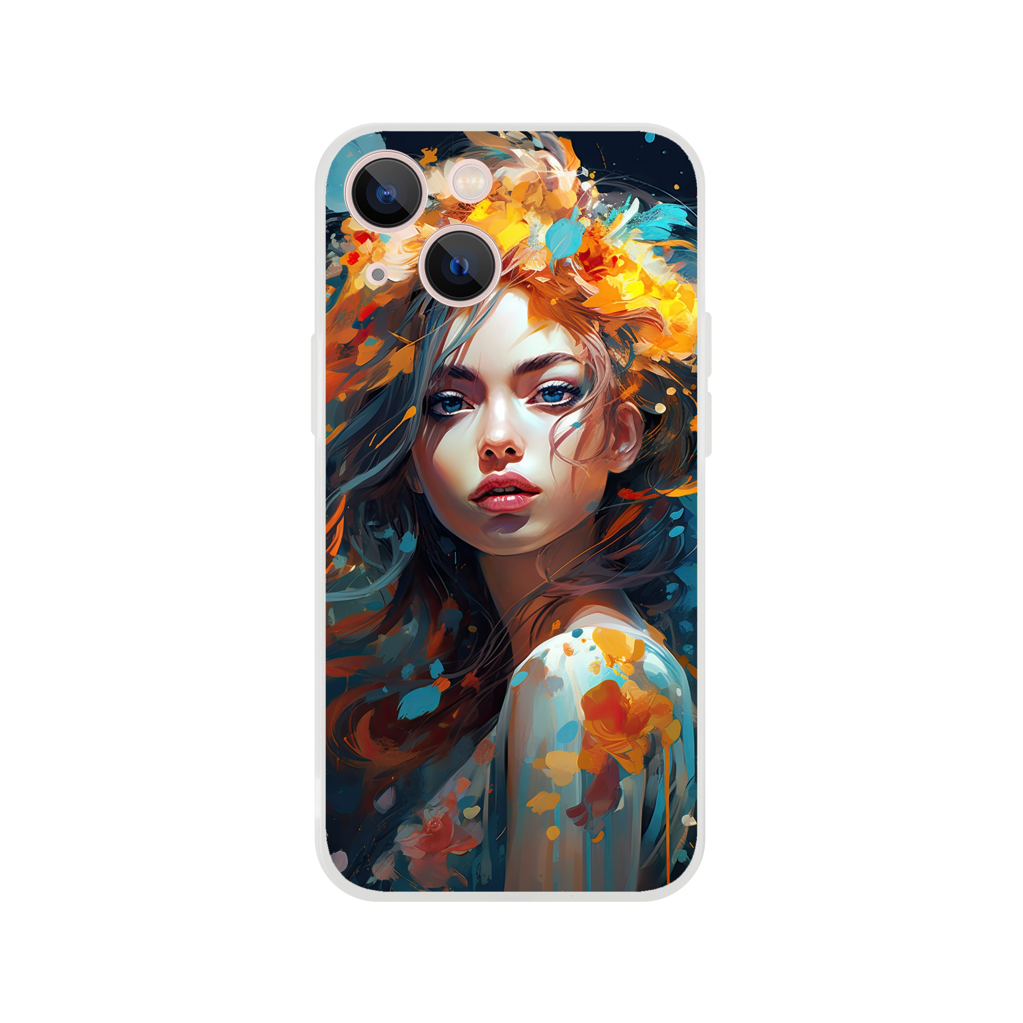 Girl Painted in Color Phone Case – Flexi case, Apple – iPhone 13 Mini