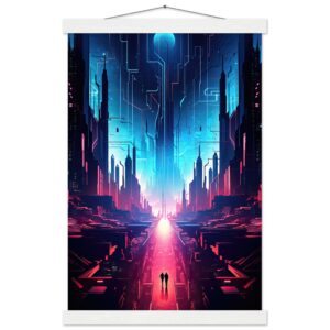 Digital Paradise Abstract Futuristic Hanging Print - 30x45 cm / 12x18″, White wall hanger