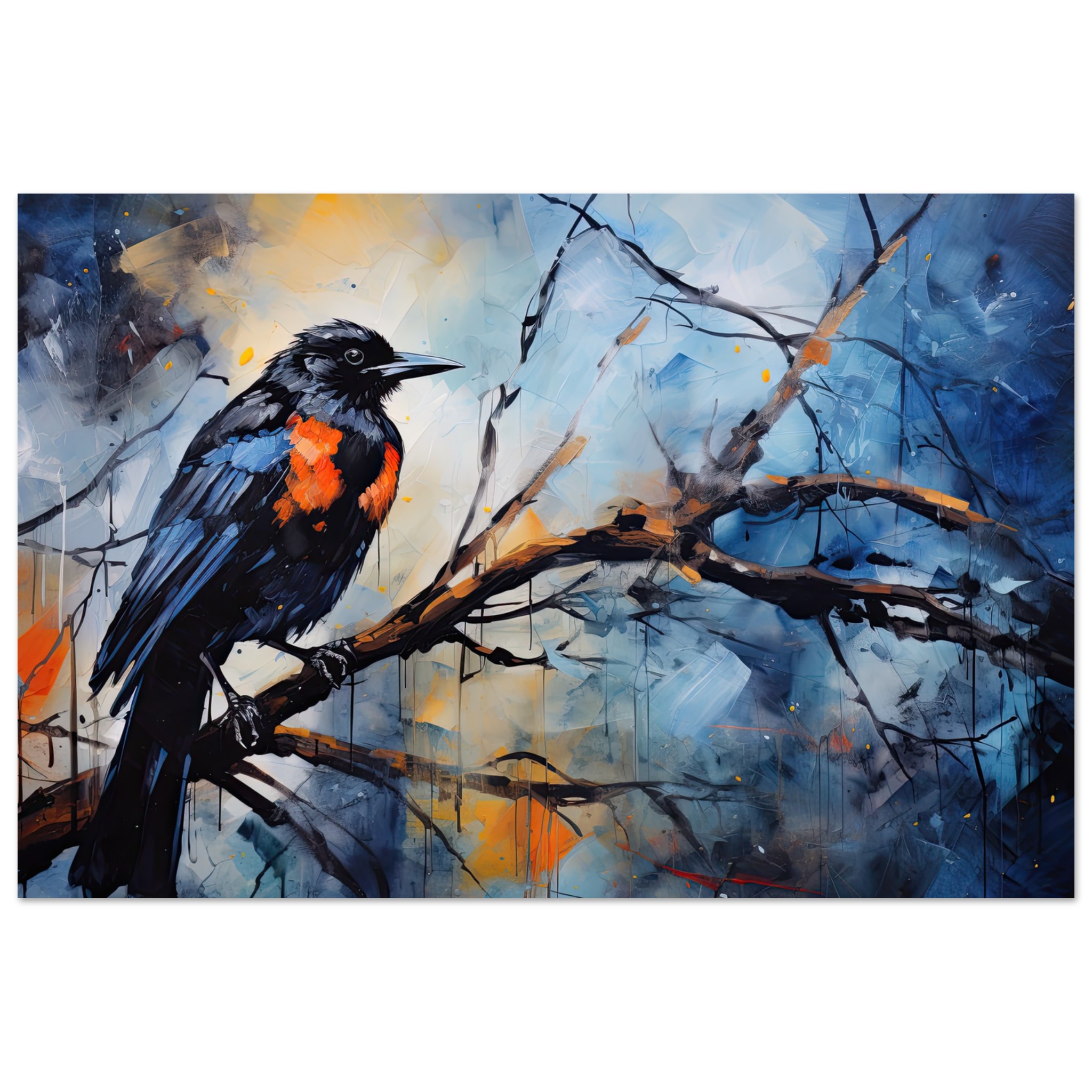 Bird Watercolor Painting Abstract Metal Print – 20×30 cm / 8×12″