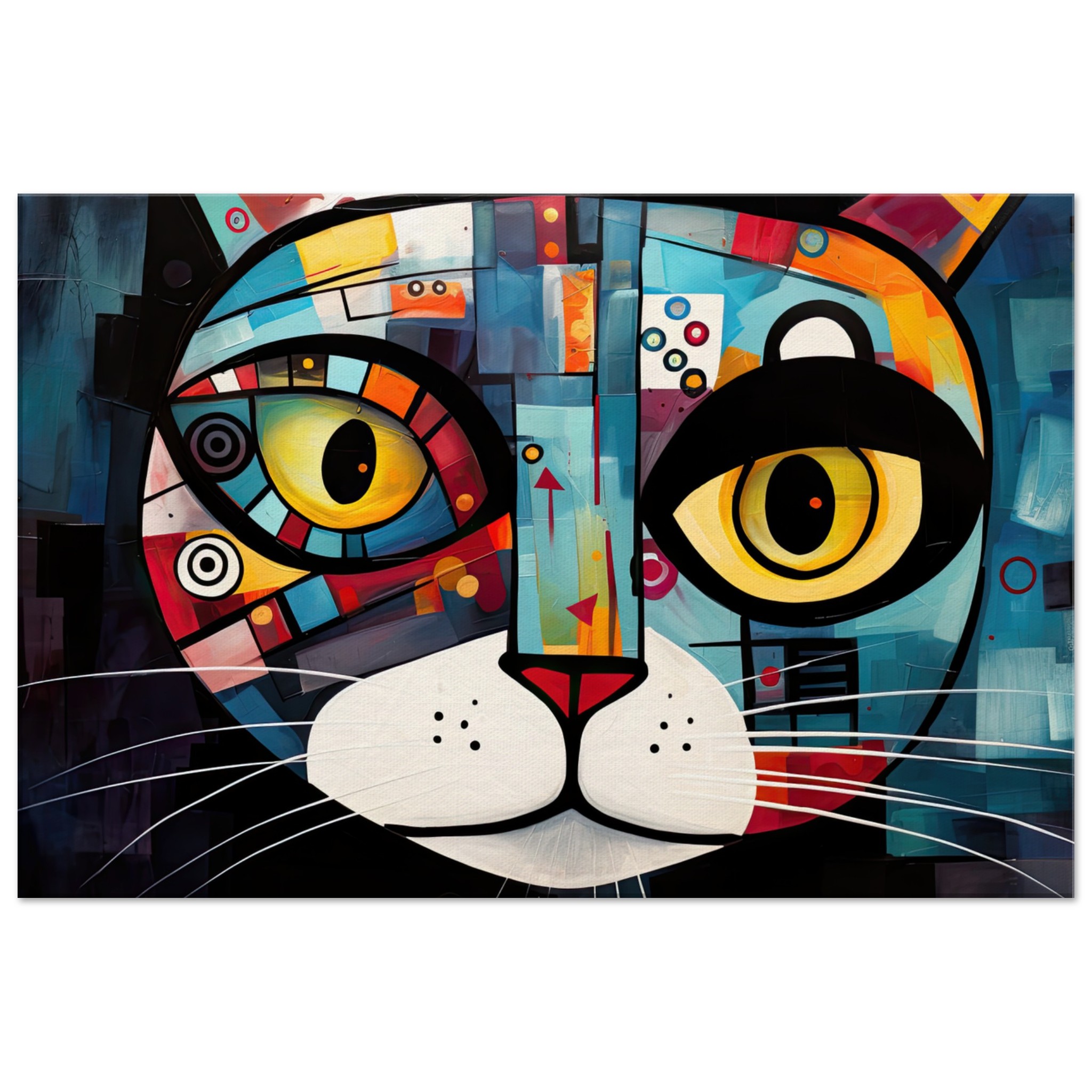 Abstract Painted Cat Face Canvas Print – 60×90 cm / 24×36″, Thick