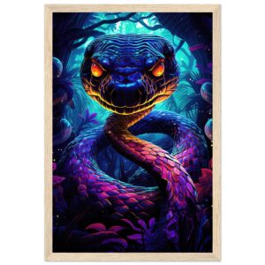 Psychedelic Snake Ultraviolet Colors Framed Print