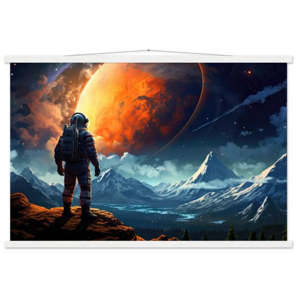 The Great Moon - Astronaut Hanging Print - 60x90 cm / 24x36″, White wall hanger
