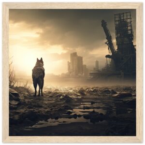 Lone Wolf Post-Apocalyptic World Framed Print