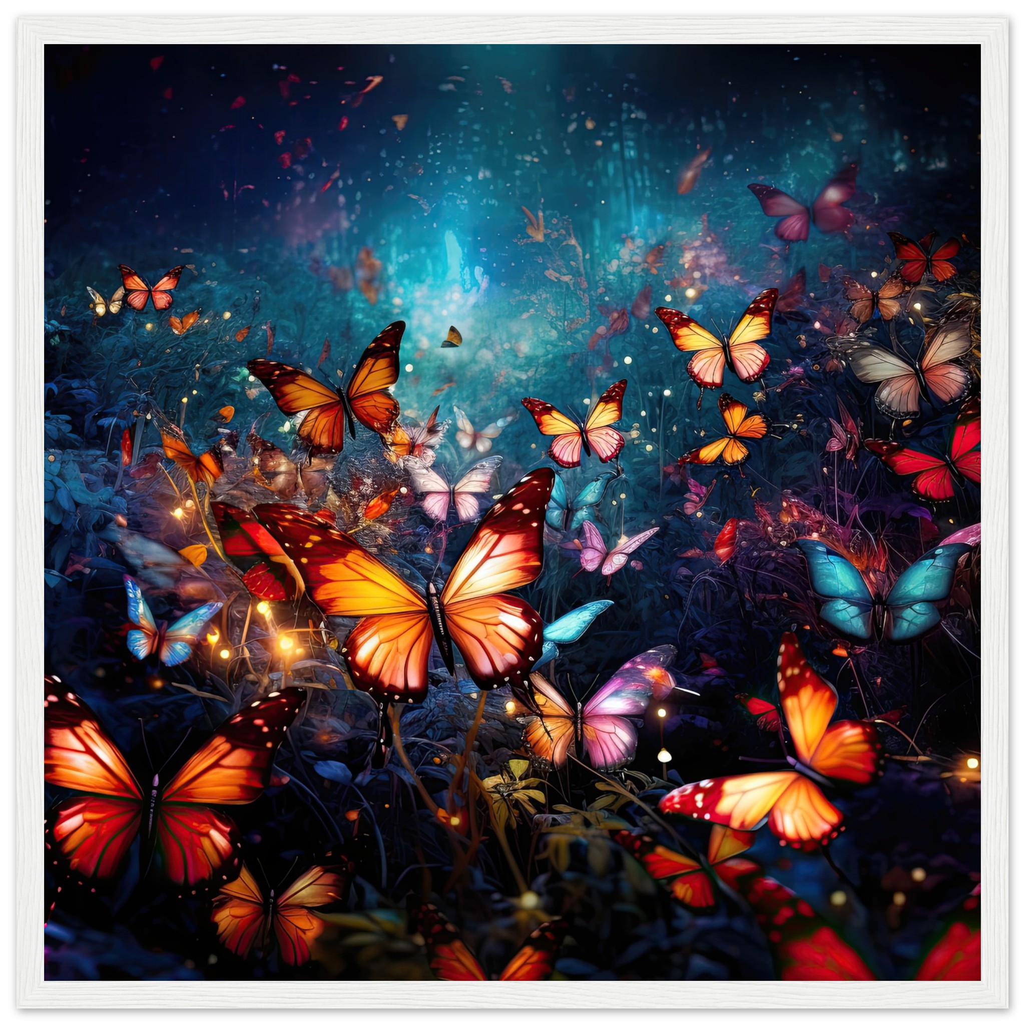 Butterflies of Light Colorful Framed Print
