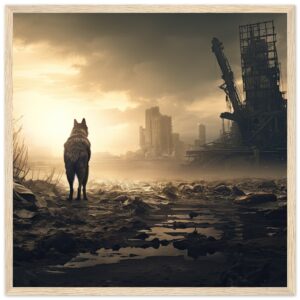 Lone Wolf Post-Apocalyptic World Framed Print