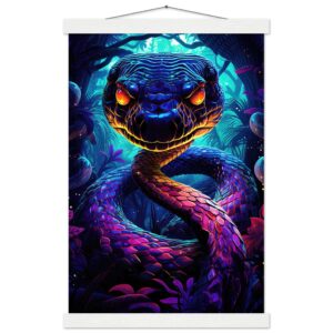 Psychedelic Snake Ultraviolet Colors Hanging Print - 30x45 cm / 12x18″, White wall hanger