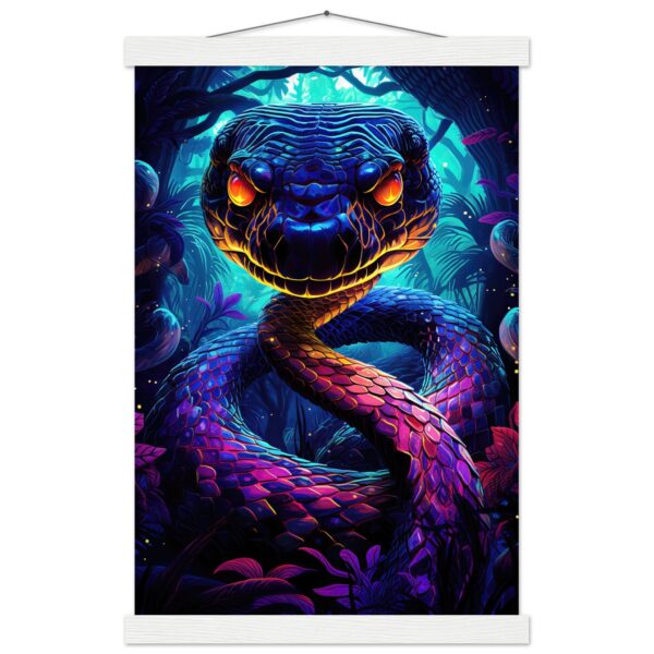 Psychedelic Snake Ultraviolet Colors Hanging Print - 30x45 cm / 12x18″, White wall hanger