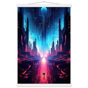 Digital Paradise Abstract Futuristic Hanging Print - 40x60 cm / 16x24″, White wall hanger